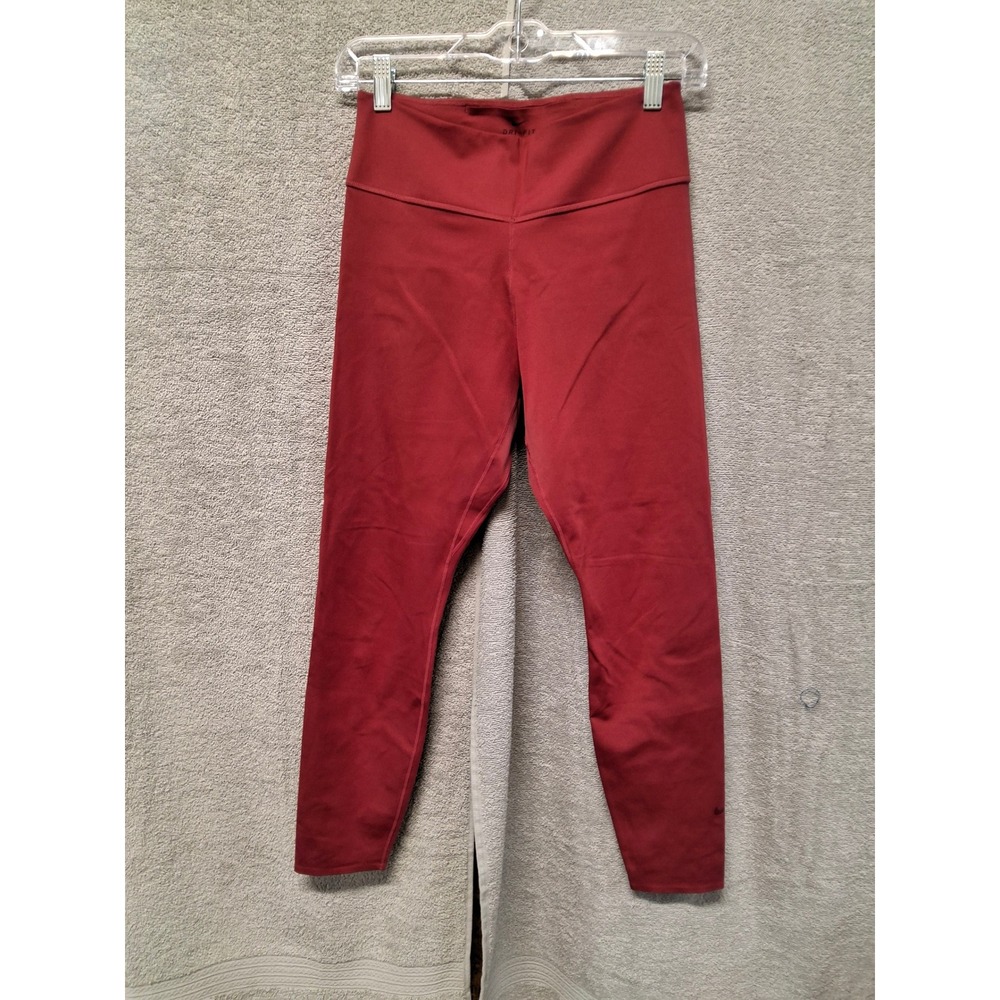 Nike Dri-FIT Womens High Waisted Leggings Burgundy Red Athletic Tights Size M